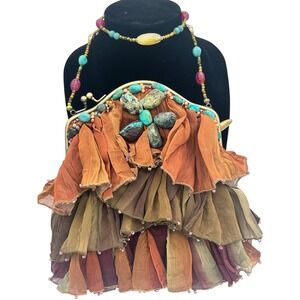 Mary Frances Retired Rock My Soul Beaded Ruffled Romantic Purse Dustbag